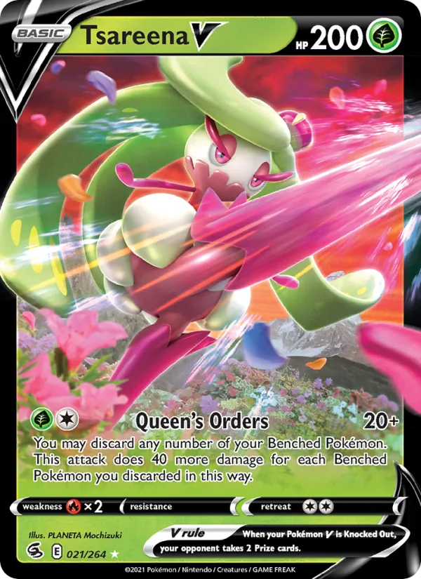 Tsareena V 21/264  - Holofoil SWSH08 Fusion Strike - Holo Rare V