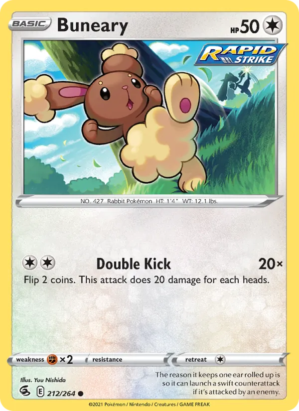 Buneary 212/264  - Reverse Holofoil SWSH08 Fusion Strike - Common