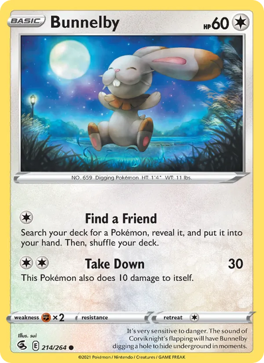 Bunnelby 214/264  - Reverse Holofoil SWSH08 Fusion Strike - Common