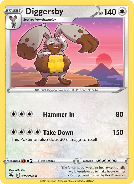 Diggersby 215/264  - Reverse Holofoil SWSH08 Fusion Strike - Uncommon