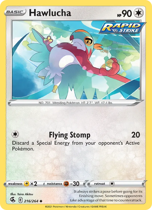 Hawlucha 216/264  - Reverse Holofoil SWSH08 Fusion Strike - Uncommon