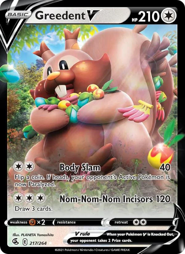 Greedent V 217/264  - Holofoil SWSH08 Fusion Strike - Holo Rare V