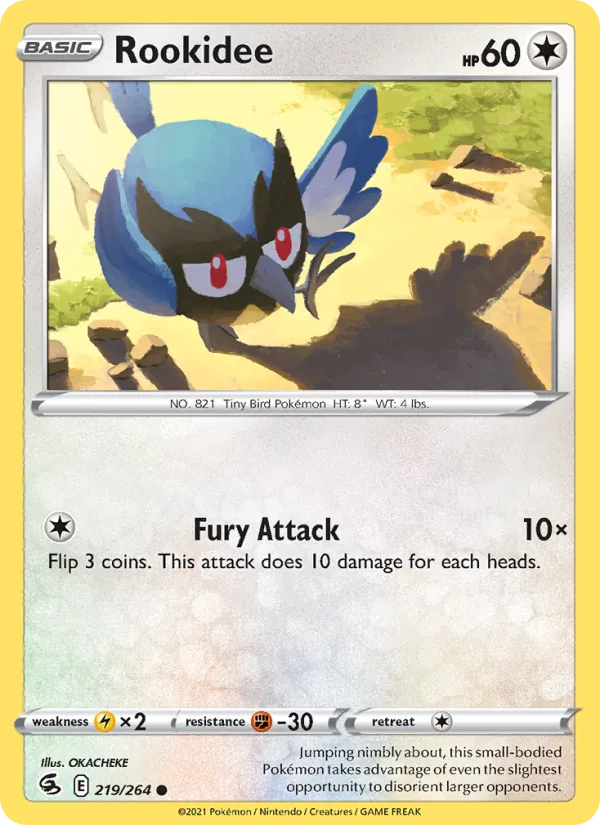 Rookidee 219/264  - Reverse Holofoil SWSH08 Fusion Strike - Common