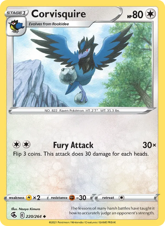 Corvisquire 220/264  - Reverse Holofoil SWSH08 Fusion Strike - Uncommon