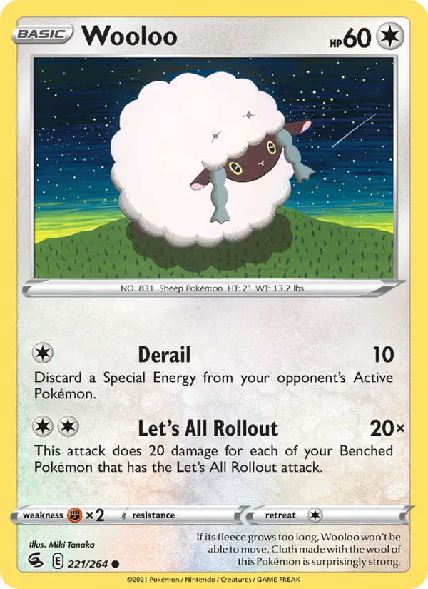 Wooloo 221/264  - Reverse Holofoil SWSH08 Fusion Strike - Common