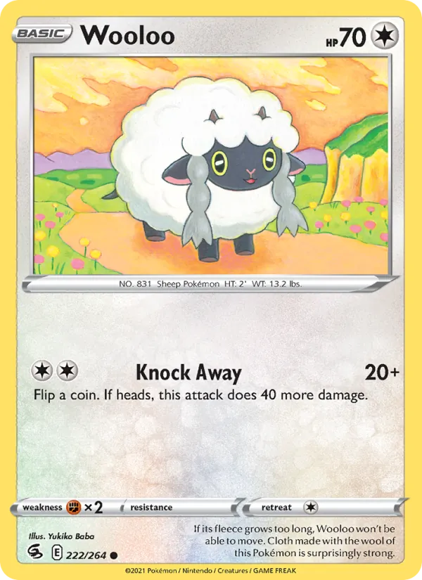 Wooloo 222/264  - Reverse Holofoil SWSH08 Fusion Strike - Common