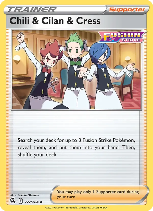 Chili & Cilan & Cress 227/264  - Reverse Holofoil SWSH08 Fusion Strike - Uncommon