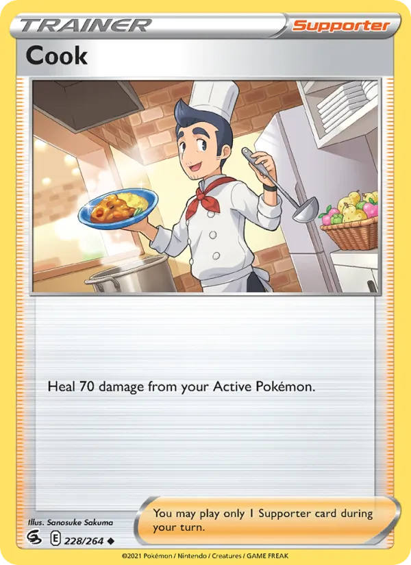 Cook 228/264  - Reverse Holofoil SWSH08 Fusion Strike - Uncommon