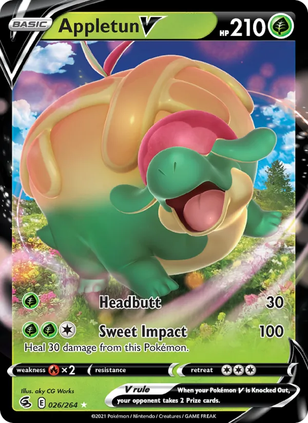 Appletun V 26/264  - Holofoil SWSH08 Fusion Strike - Holo Rare V