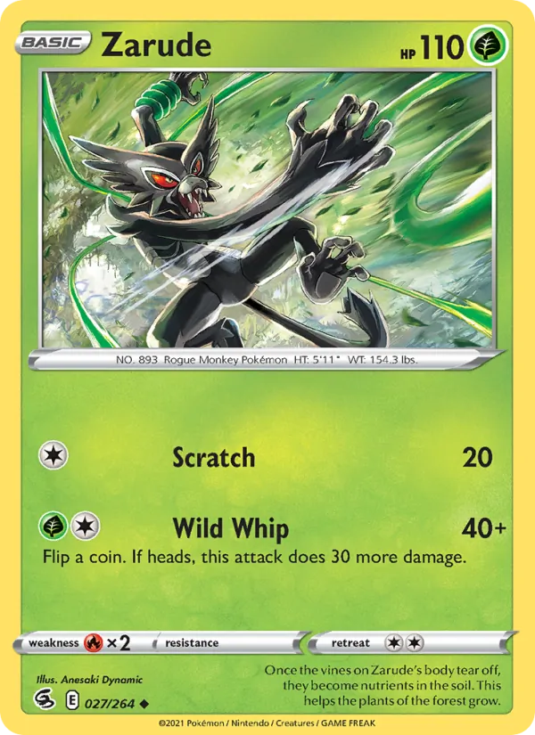 Zarude 27/264  - Reverse Holofoil SWSH08 Fusion Strike - Uncommon
