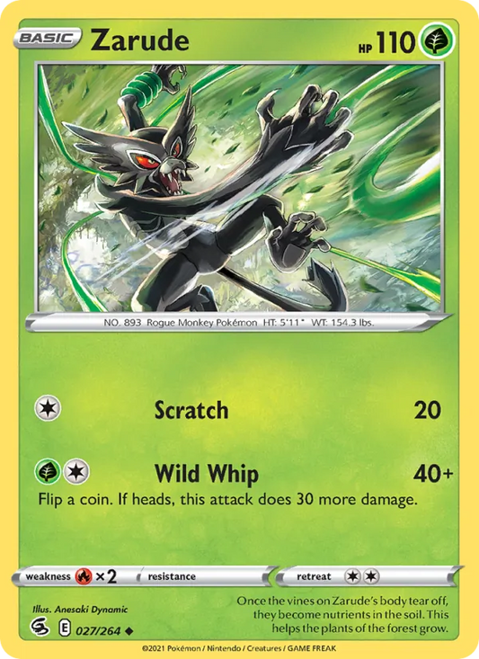 Zarude 27/264  - Reverse Holofoil SWSH08 Fusion Strike - Uncommon