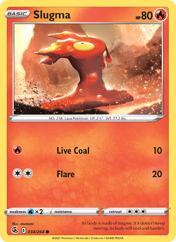 Slugma 34/264  - Reverse Holofoil SWSH08 Fusion Strike - Common