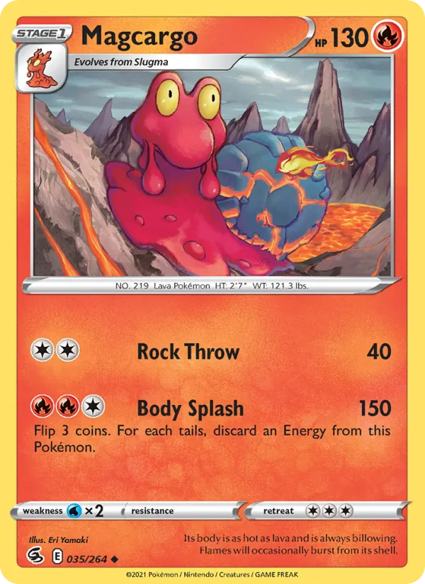 Magcargo 35/264  - Reverse Holofoil SWSH08 Fusion Strike - Uncommon