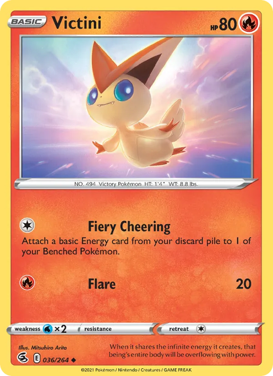 Victini 36/264  - Reverse Holofoil SWSH08 Fusion Strike - Uncommon