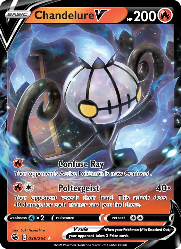 Chandelure V 39/264  - Holofoil SWSH08 Fusion Strike - Holo Rare V
