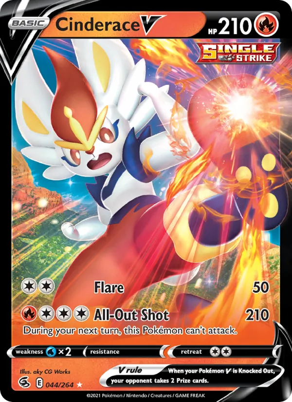 Cinderace V 44/264  - Holofoil SWSH08 Fusion Strike - Holo Rare V