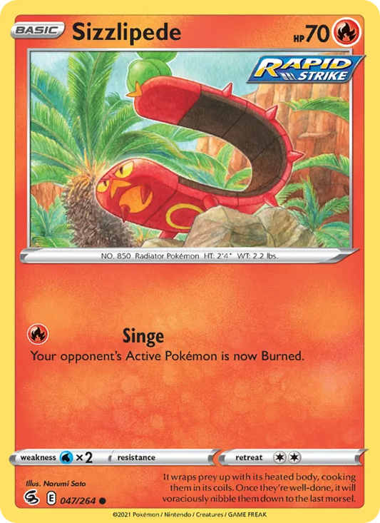 Sizzlipede 47/264  - Reverse Holofoil SWSH08 Fusion Strike - Common