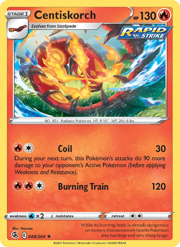 Centiskorch 48/264  - Reverse Holofoil SWSH08 Fusion Strike - Rare