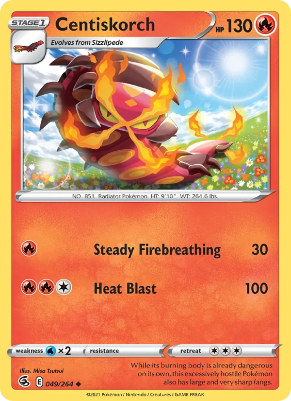 Centiskorch 49/264  - Reverse Holofoil SWSH08 Fusion Strike - Uncommon