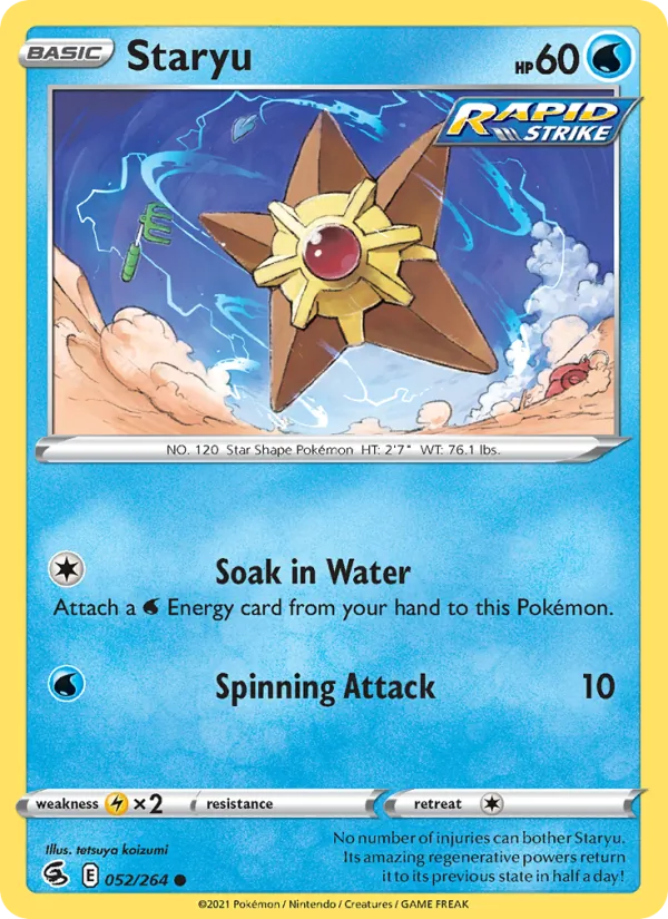 Staryu 52/264  - Reverse Holofoil SWSH08 Fusion Strike - Common