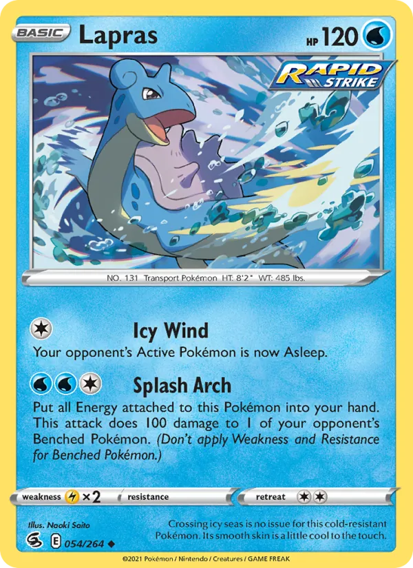 Lapras 54/264  - Reverse Holofoil SWSH08 Fusion Strike - Uncommon