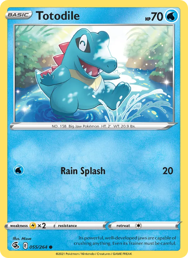 Totodile 55/264  - Reverse Holofoil SWSH08 Fusion Strike - Common