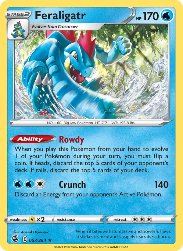 Feraligatr 57/264  - Holofoil SWSH08 Fusion Strike - Holo Rare
