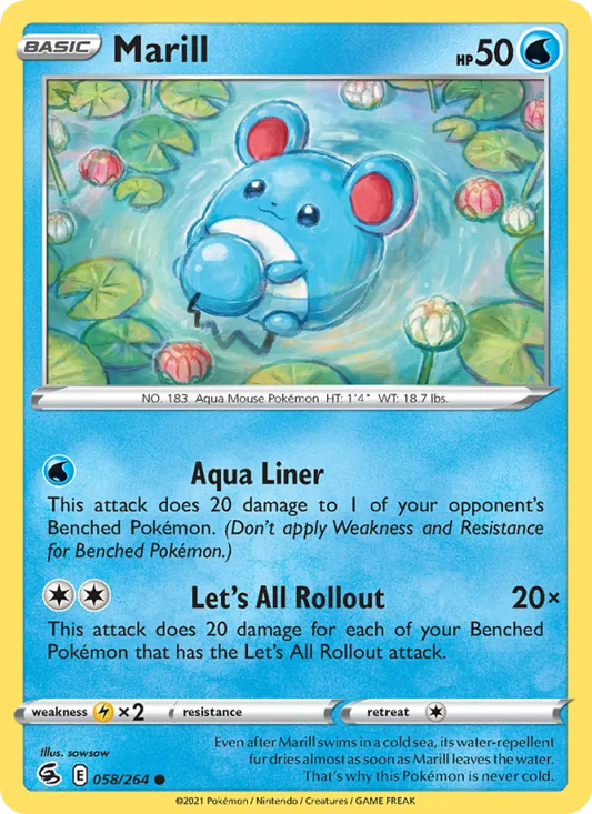 Marill 58/264  - Reverse Holofoil SWSH08 Fusion Strike - Common