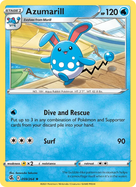 Azumarill 59/264  - Reverse Holofoil SWSH08 Fusion Strike - Rare