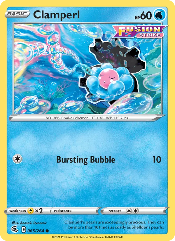 Clamperl 65/264  - Reverse Holofoil SWSH08 Fusion Strike - Common