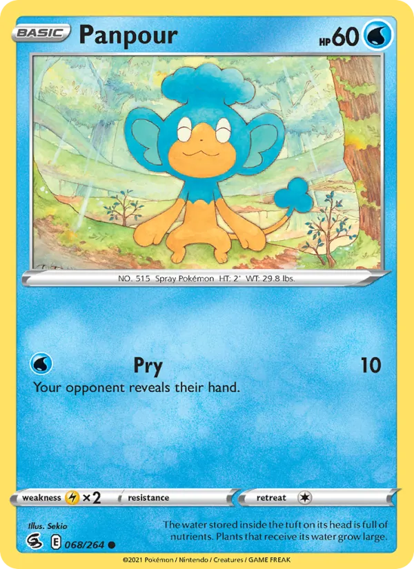 Panpour 68/264  - Reverse Holofoil SWSH08 Fusion Strike - Common