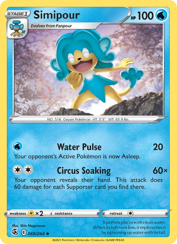 Simipour 69/264  - Reverse Holofoil SWSH08 Fusion Strike - Uncommon