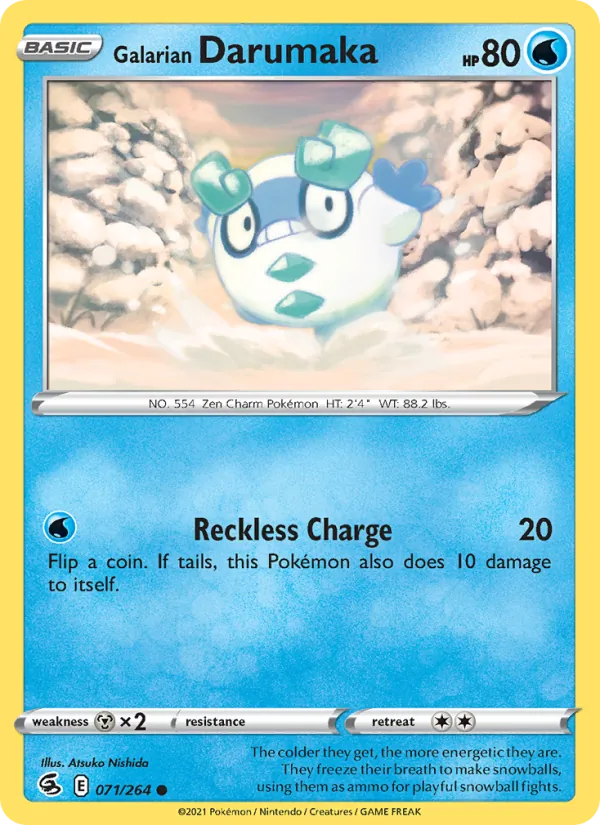 Galarian Darumaka 71/264  - Reverse Holofoil SWSH08 Fusion Strike - Common