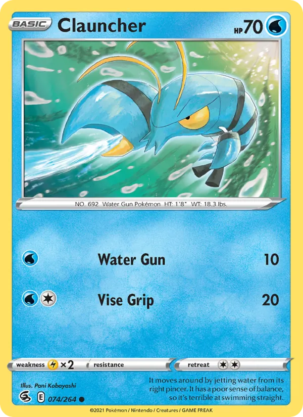 Clauncher 74/264  - Reverse Holofoil SWSH08 Fusion Strike - Common