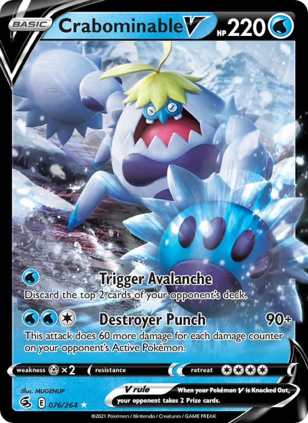 Crabominable V 76/264  - Holofoil SWSH08 Fusion Strike - Holo Rare V