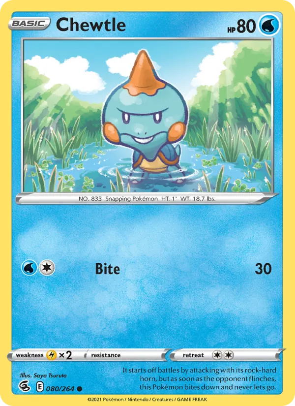 Chewtle 80/264  - Reverse Holofoil SWSH08 Fusion Strike - Common