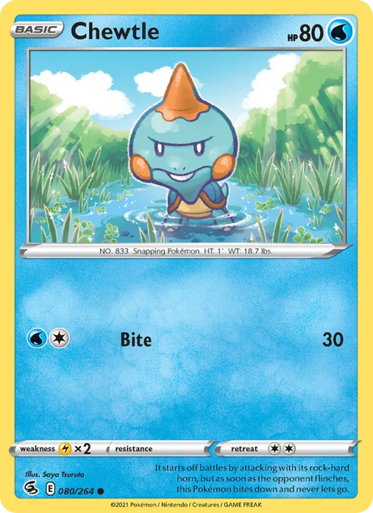 Chewtle 80/264  - Reverse Holofoil SWSH08 Fusion Strike - Common