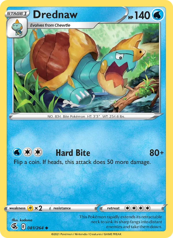 Drednaw 81/264  - Reverse Holofoil SWSH08 Fusion Strike - Uncommon
