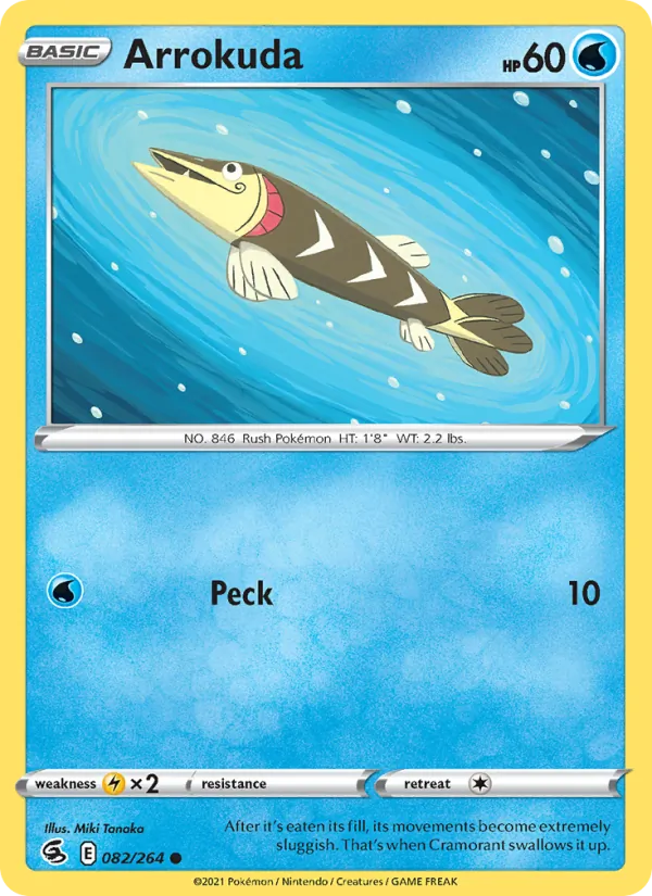 Arrokuda 82/264  - Reverse Holofoil SWSH08 Fusion Strike - Common