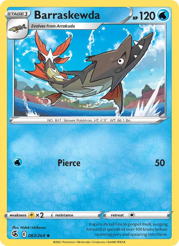 Barraskewda 83/264  - Reverse Holofoil SWSH08 Fusion Strike - Uncommon