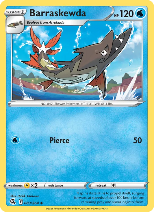 Barraskewda 83/264  - Reverse Holofoil SWSH08 Fusion Strike - Uncommon