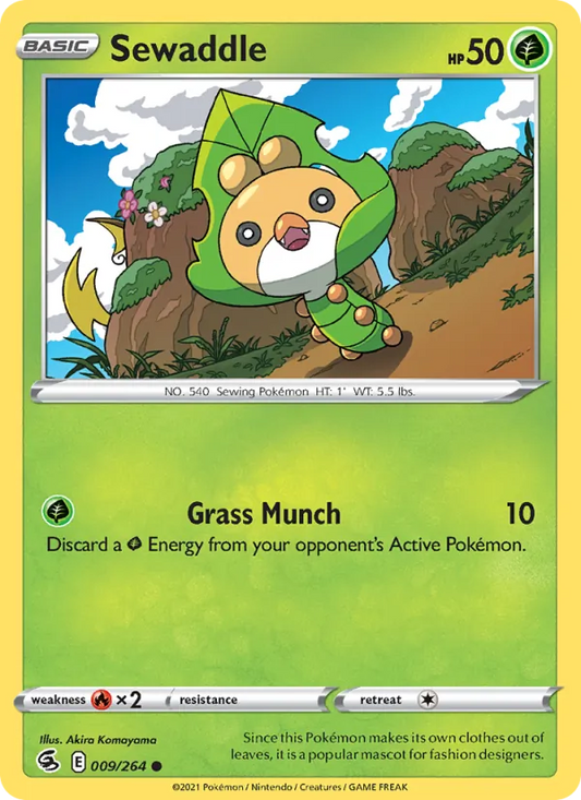 Sewaddle 9/264  - Reverse Holofoil SWSH08 Fusion Strike - Common