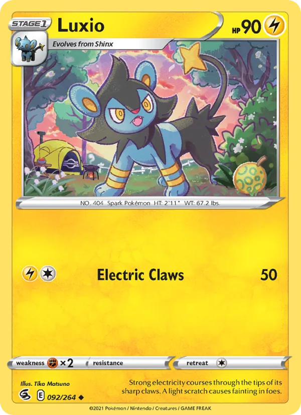 Luxio 92/264  - Reverse Holofoil SWSH08 Fusion Strike - Uncommon