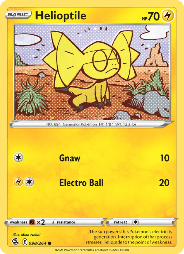 Helioptile 98/264  - Reverse Holofoil SWSH08 Fusion Strike - Common
