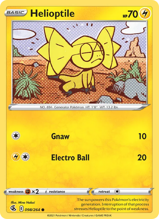 Helioptile 98/264  - Reverse Holofoil SWSH08 Fusion Strike - Common