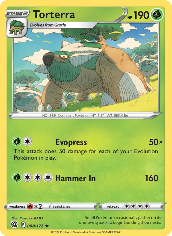 Torterra 008/172  - Holofoil SWSH09 Brilliant Stars - Holo Rare