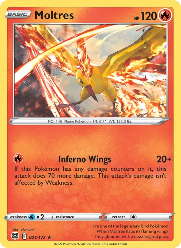 Moltres 021/172  - Holofoil SWSH09 Brilliant Stars - Holo Rare