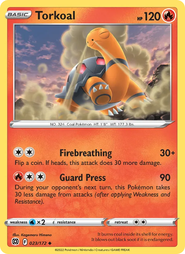 Torkoal 023/172  - Reverse Holofoil SWSH09 Brilliant Stars - Uncommon