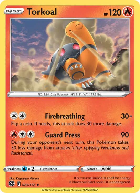 Torkoal 023/172  - Reverse Holofoil SWSH09 Brilliant Stars - Uncommon