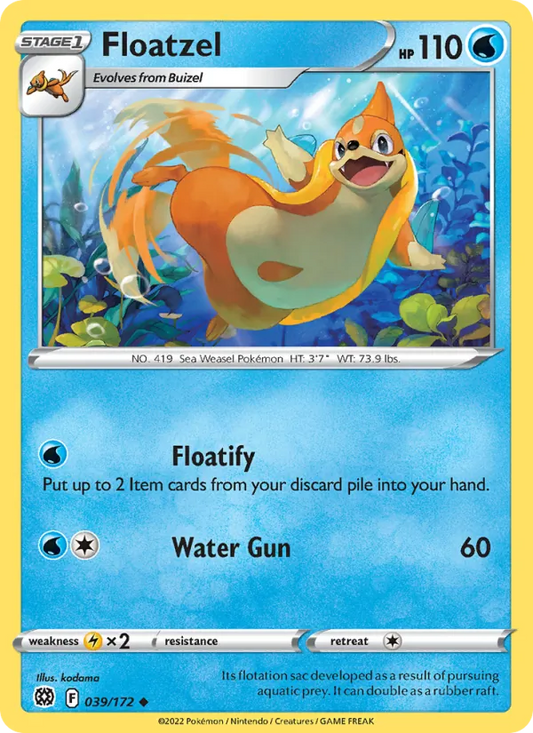 Floatzel 039/172  - Reverse Holofoil SWSH09 Brilliant Stars - Uncommon